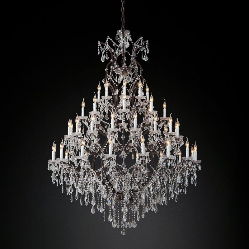 19TH C.Clear Royal Cut Crystal Round Chandelier 60" 