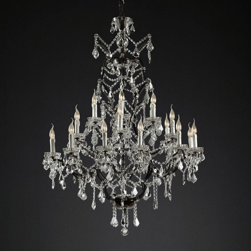 19TH C.Clear Royal Cut Crystal Round Chandelier 40" 