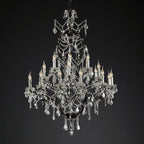 19TH C.Clear Royal Cut Crystal Round Chandelier 40" 