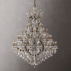 19TH C.Clear Royal Cut Crystal Round Chandelier 60" 