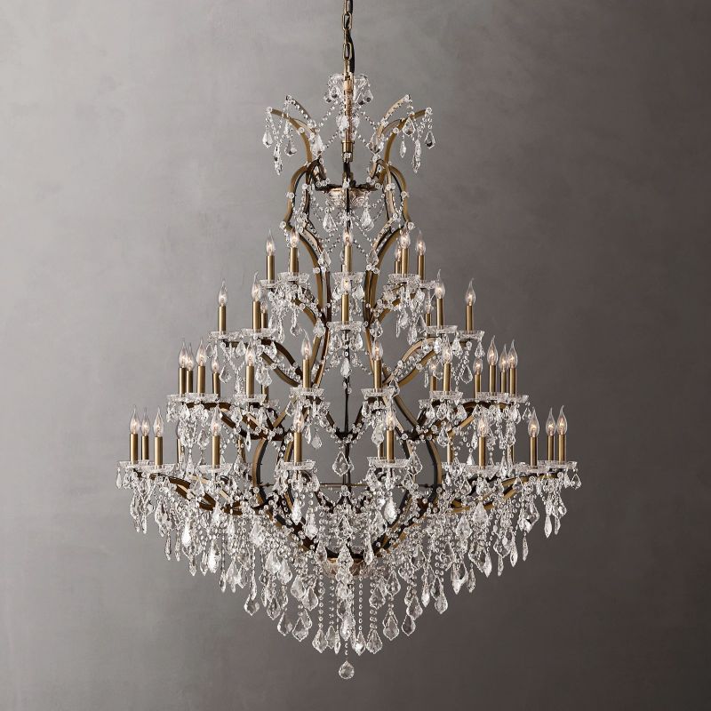 19TH C.Clear Royal Cut Crystal Round Chandelier 60" 