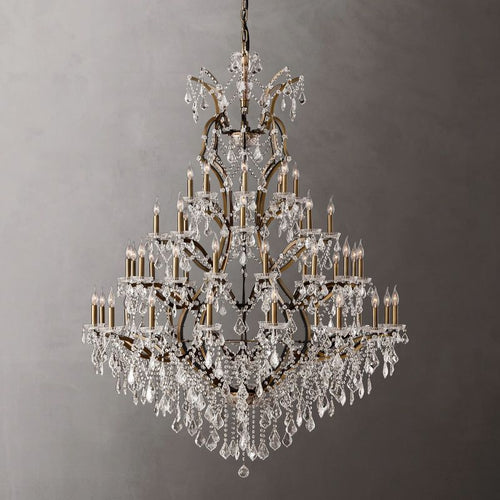19TH C.Clear Royal Cut Crystal Round Chandelier 60" 