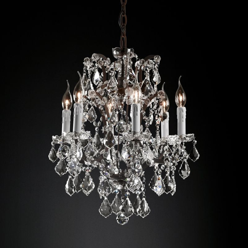 19TH C.Clear Royal Cut Crystal Round Chandelier 18" 