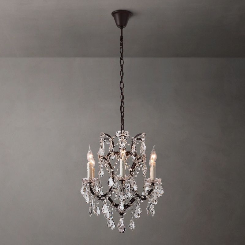 19TH C.Clear Royal Cut Crystal Round Chandelier 18" 
