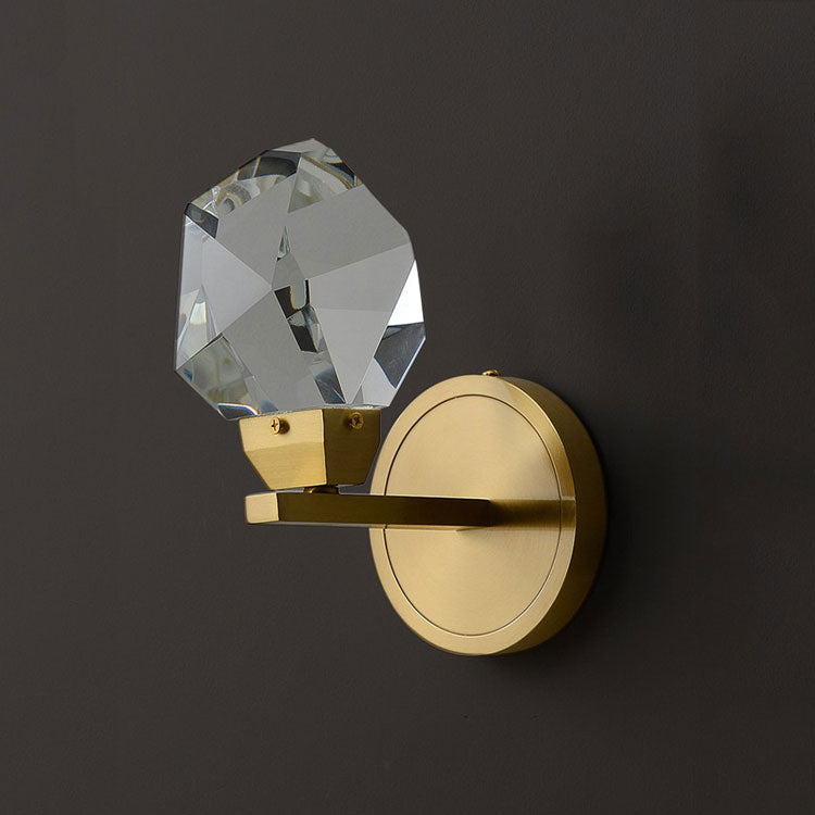 Aurelia Modern Faceted Crystal Brass Wall Sconce - Yami Lightings