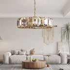Faceted Crystal Glass Round Chandelier D43" - Yami Lightings