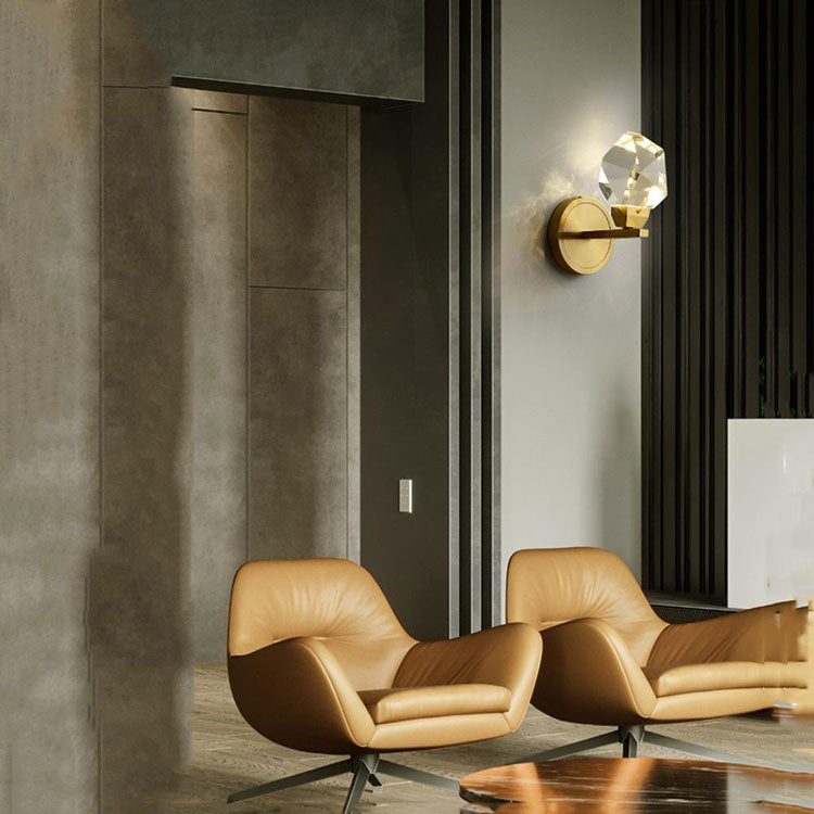 Aurelia Modern Faceted Crystal Brass Wall Sconce - Yami Lightings