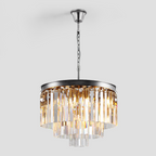 1920s Olion Multi-Tier Clear/Smoke Crystal Round Chandelier