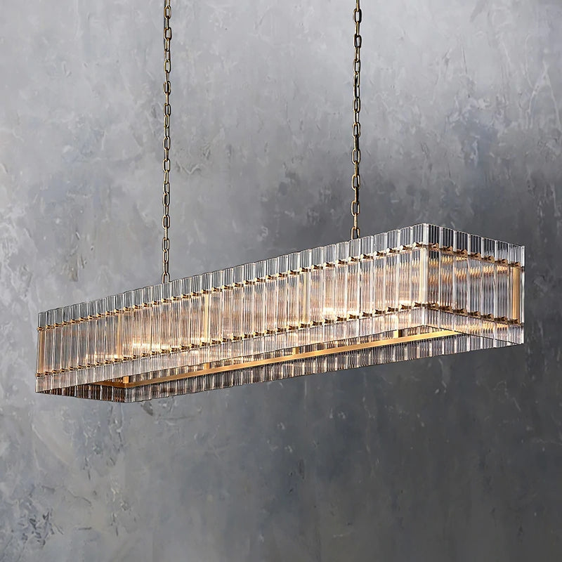 Marcia Glass Rectangular Chandelier 72" - Yami Lightings