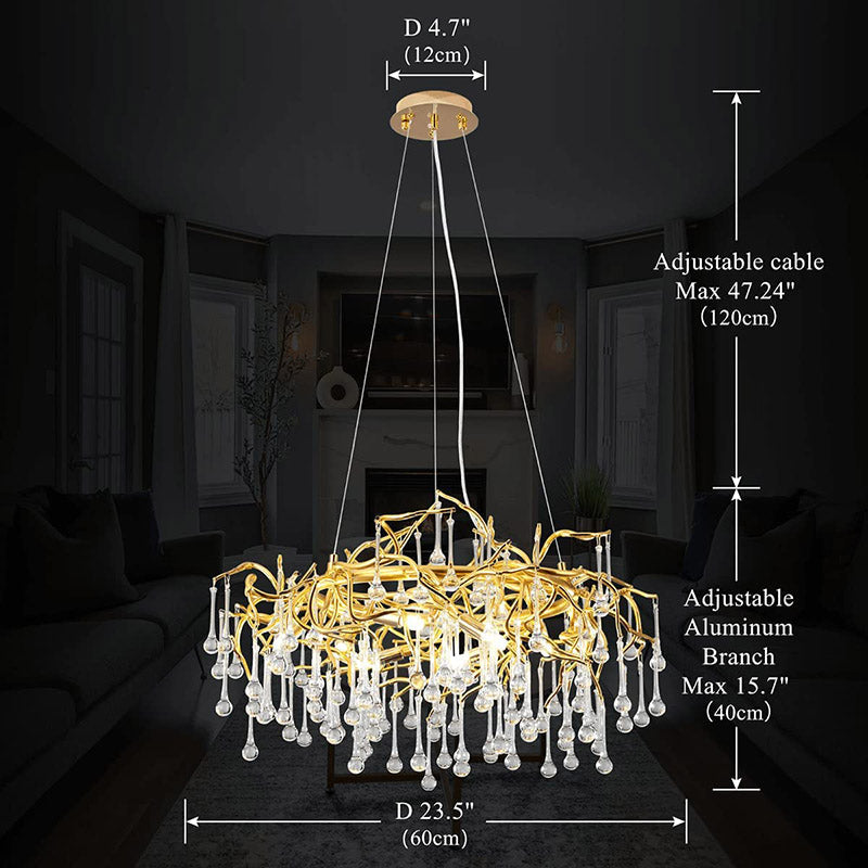 Doris Branch Gold Ring Crystal Chandelier - Yami Lightings
