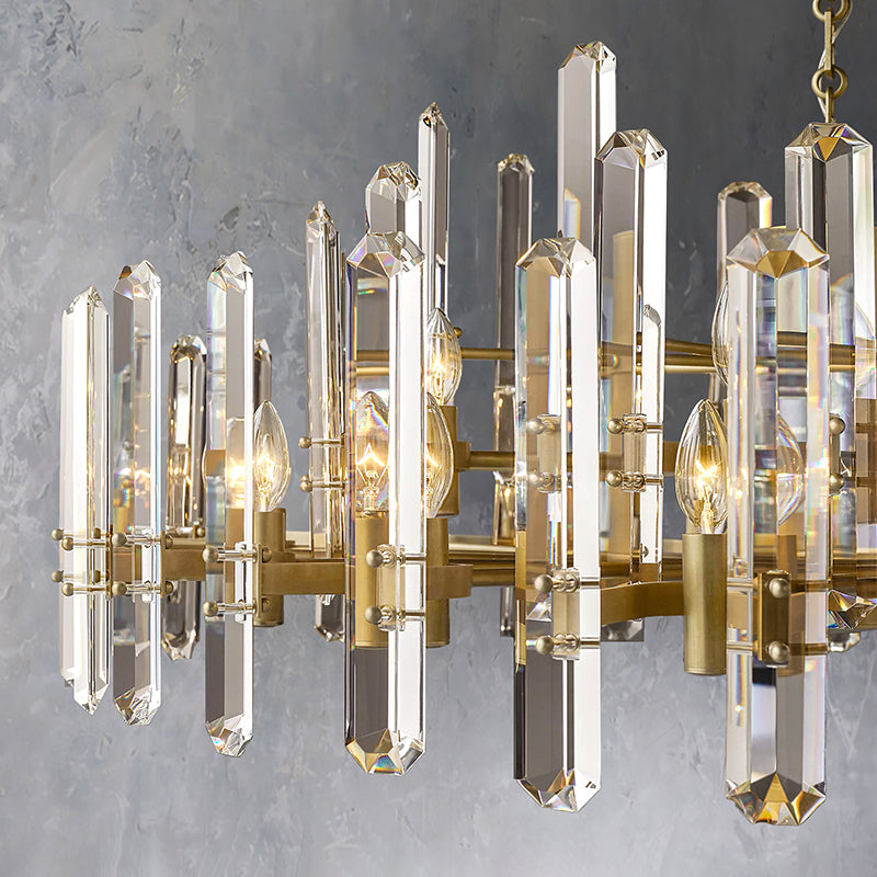 Bonnie Faceted Crystal Prisms Round Chandelier - Yami Lightings