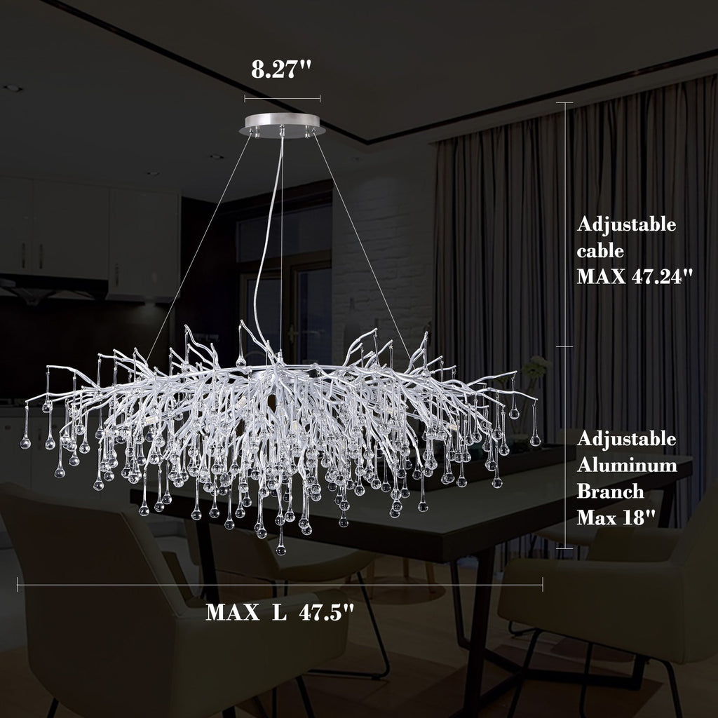 Doris Silver Branch Chandelier Light Fixture - Yami Lightings