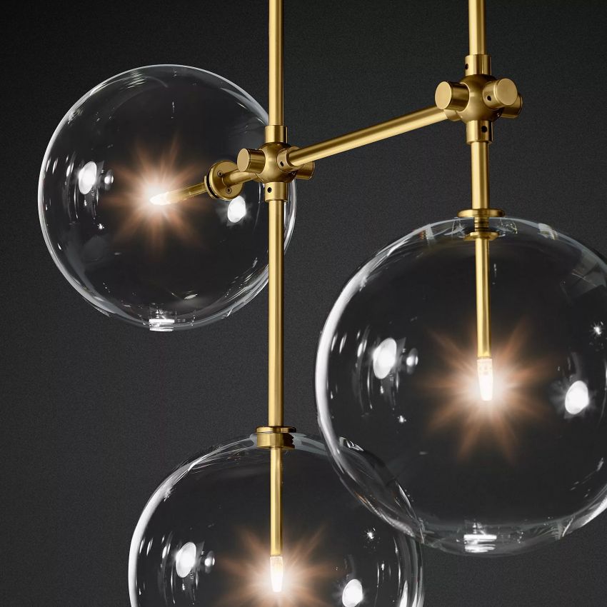 Glass Globe Moblie Linear Chandelier 60" - Yami Lightings