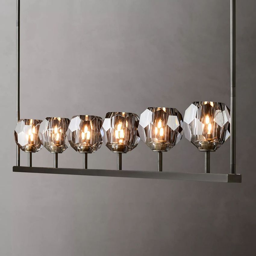 Belle De Crystal Linear Chandelier W 60" - Yami Lightings