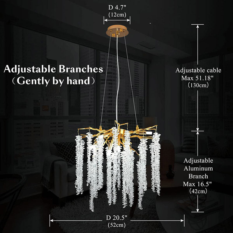 Doris Modern K9 Crystal Branch Chandelier - Yami Lightings