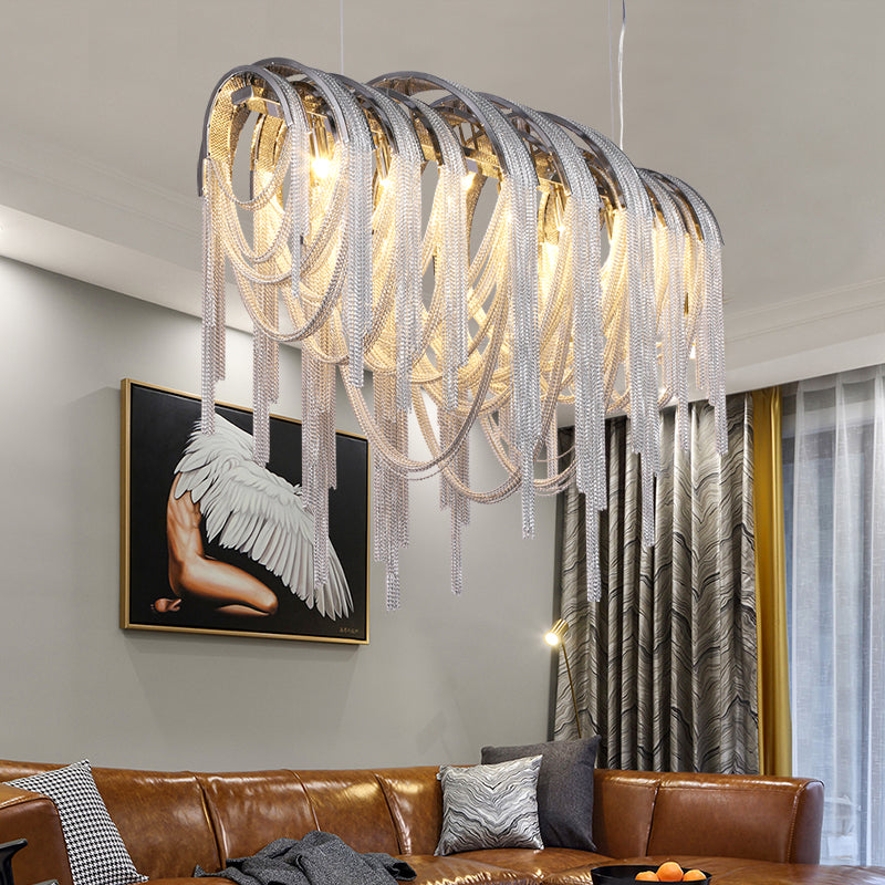 Aurora Luxury Aluminum Chain Tassel Chandelier - Yami Lightings