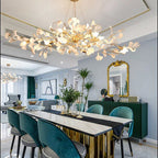 Gingko Porcelain Petal Brass Branch Chandelier - Yami Lightings