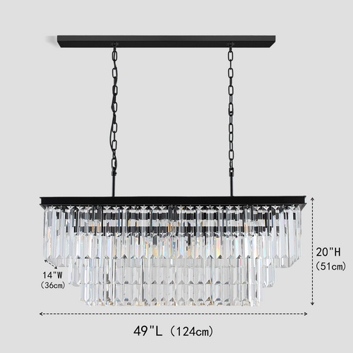1920s Olion 3-Tier Crystal Rectangular Chandelier