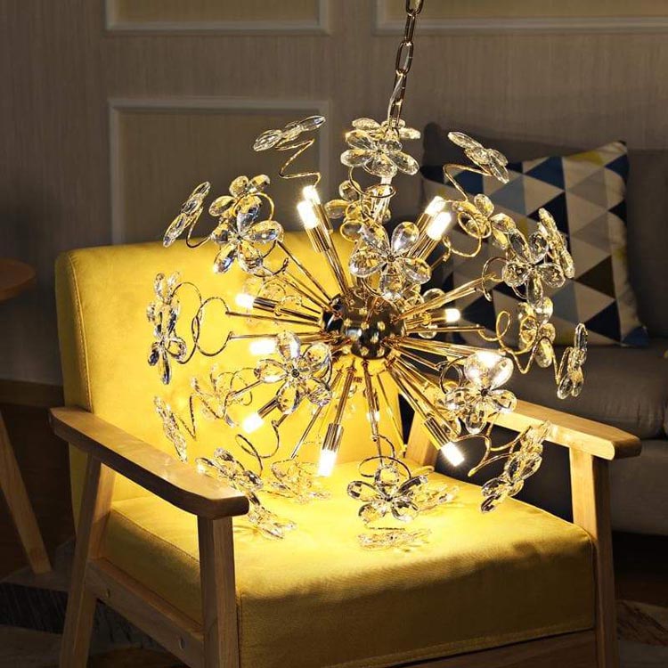 Golden Faceted Crystal Petal Dandelion Chandelier - Yami Lightings