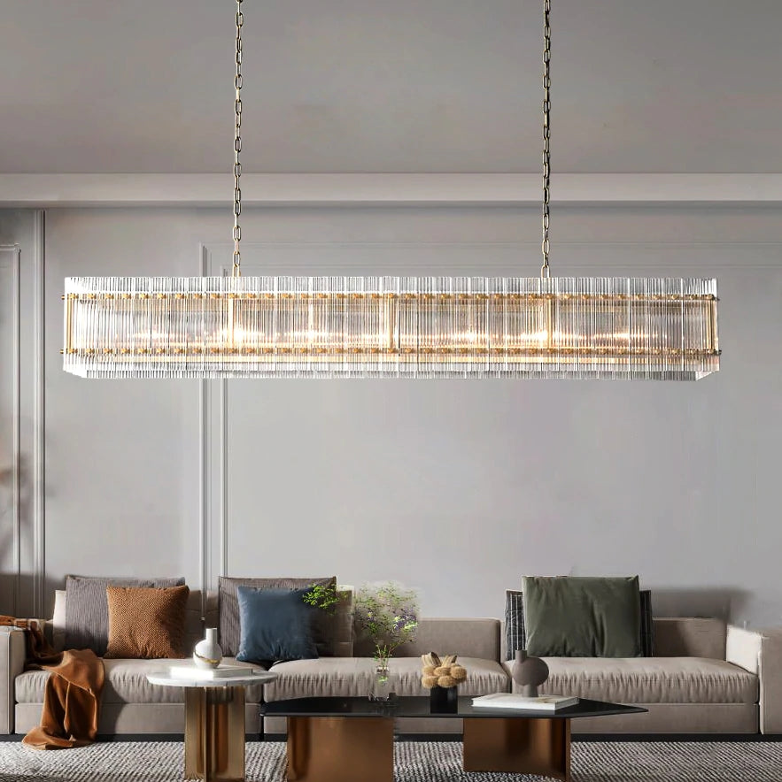 Marcia Glass Rectangular Chandelier 72" - Yami Lightings