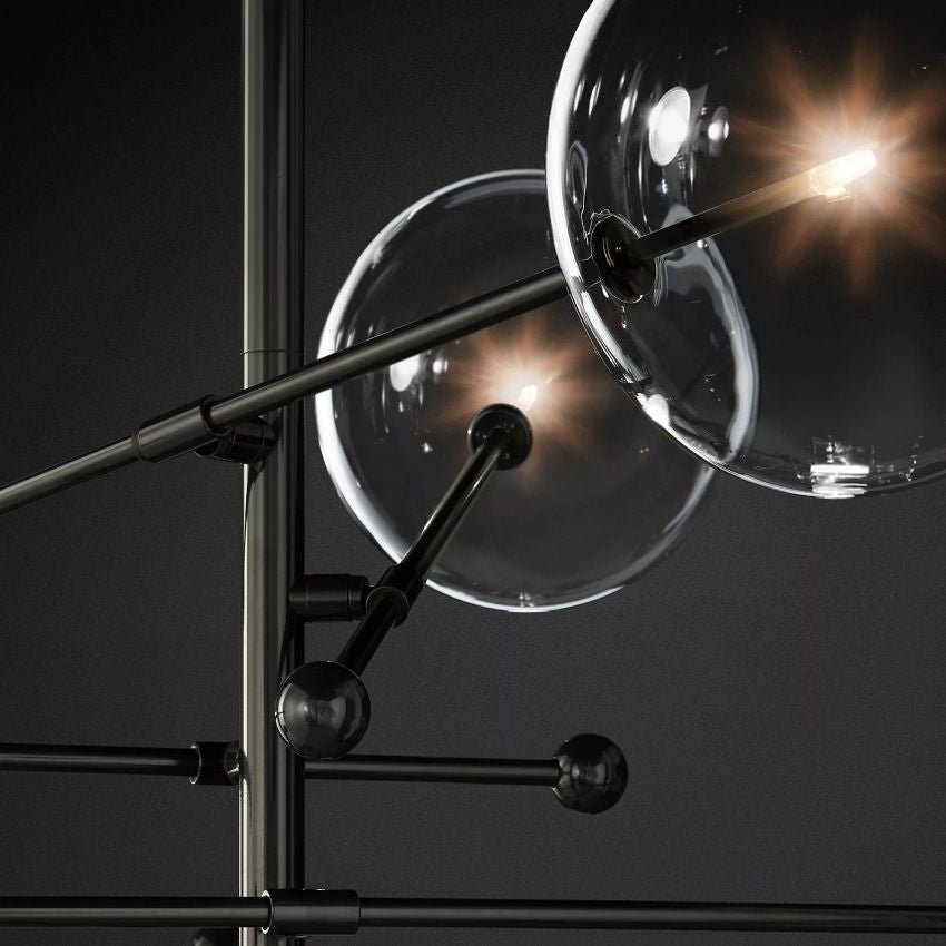 Glass Globe Mobile Six-Arm Chandelier 54" - Yami Lightings