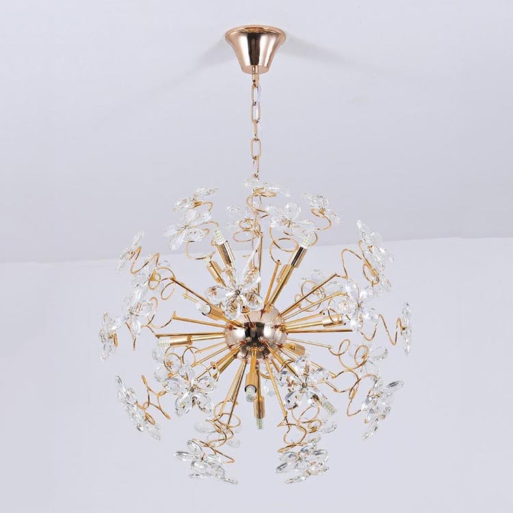 Golden Faceted Crystal Petal Dandelion Chandelier - Yami Lightings