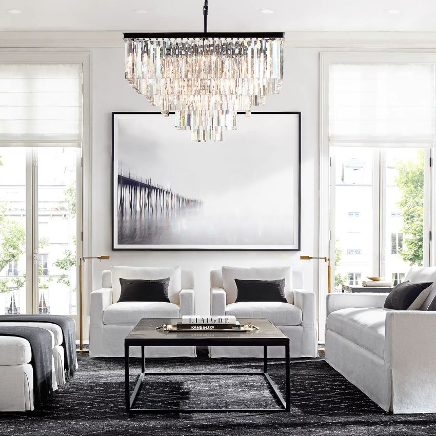 Odeon Modern Square K9 Crystal Chandeliers