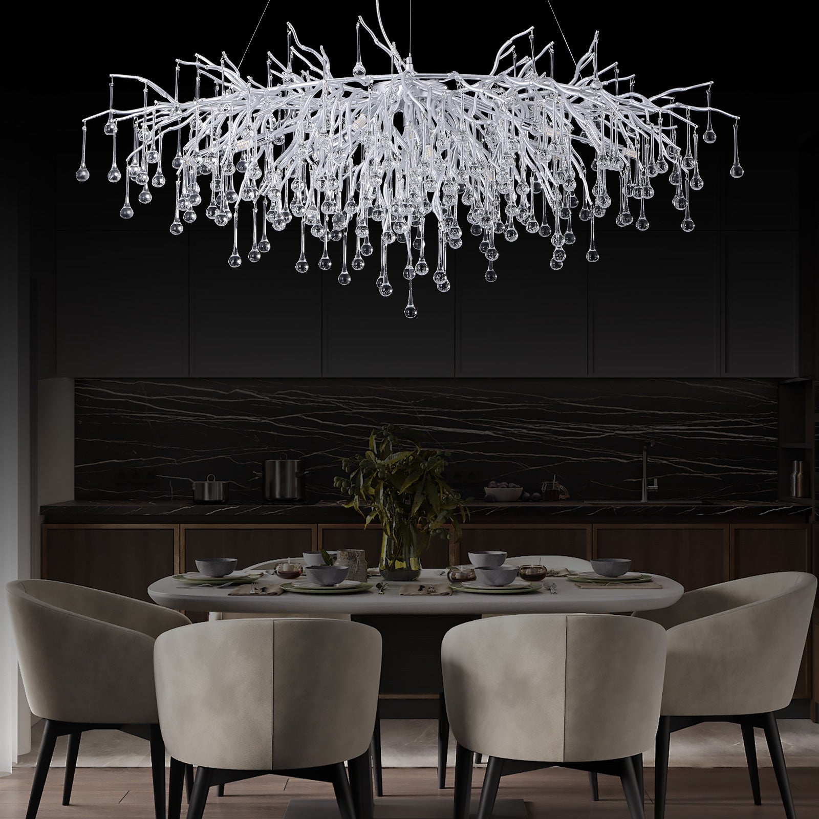 Doris Silver Branch Chandelier Light Fixture - Yami Lightings