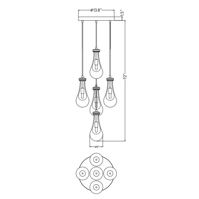 Custom 5 Lights Round Raindrops - Yami Lightings