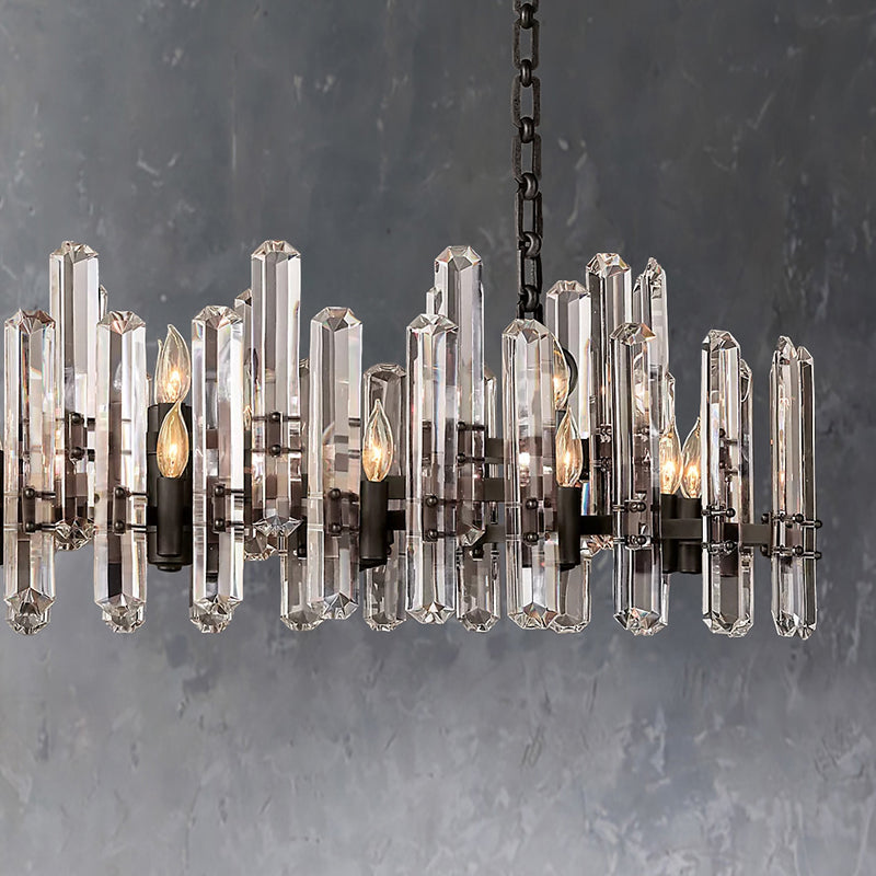 Bonnie Faceted Crystal Prisms Linear Chandelier - Yami Lightings