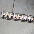 Faceted Crystal Glass Rectangular Chandelier L74" - Yami Lightings