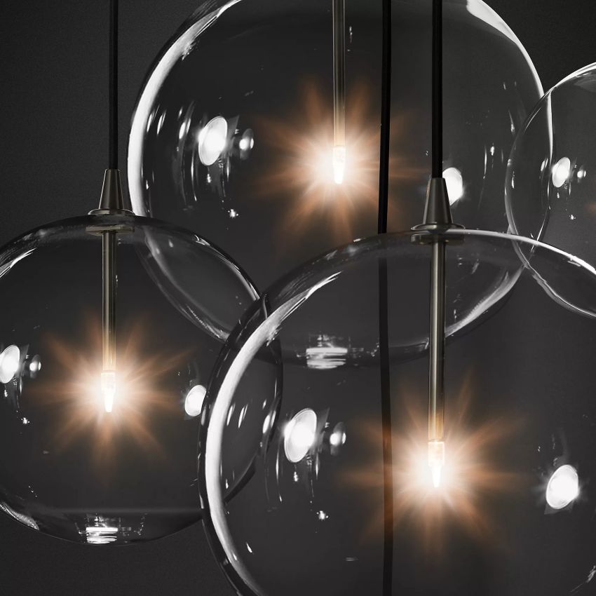 Glass Globe Moblie Cluster Chandelier 28" - Yami Lightings