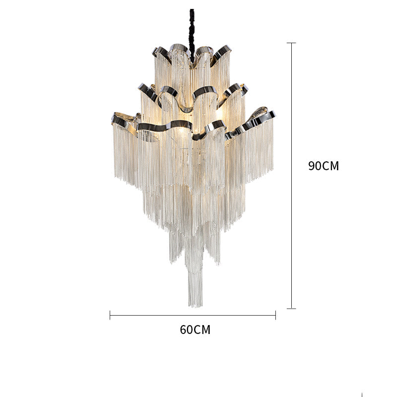 Gladys Aluminum Chain Tassel Stream Chandelier - Yami Lightings