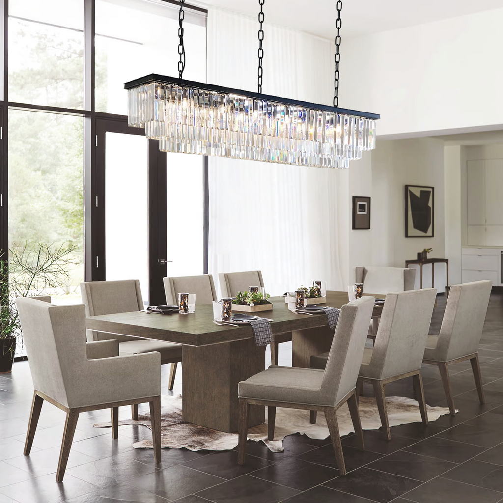 1920s Olion 3-Tier Crystal Rectangular Chandelier