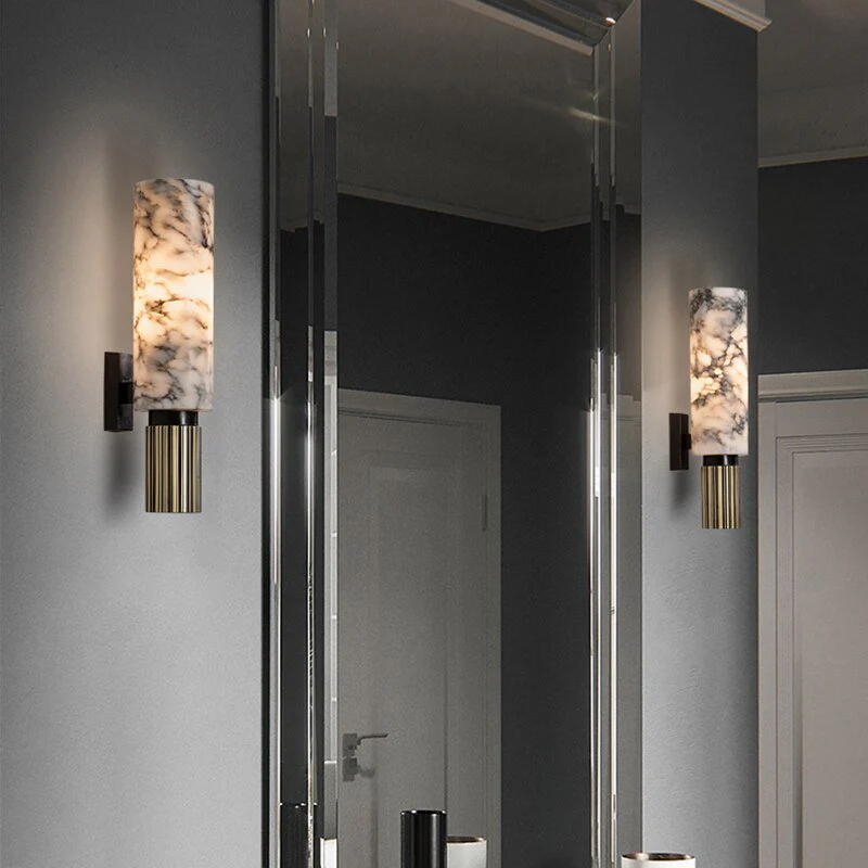 Ansu Cylindrical Alabaster Wall Sconce