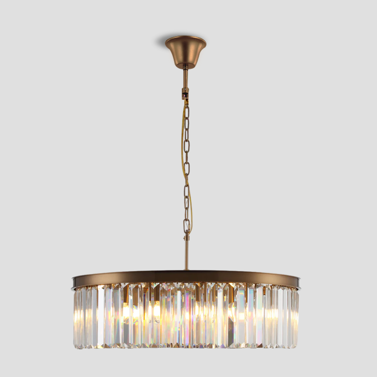 1920s Olion 1-Tier Crystal Round Chandelier