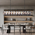 Faceted Crystal Glass Rectangular Chandelier L74" - Yami Lightings