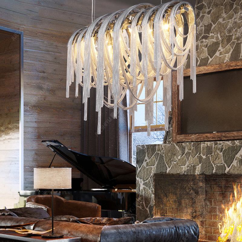 Aurora Luxury Aluminum Chain Tassel Chandelier - Yami Lightings