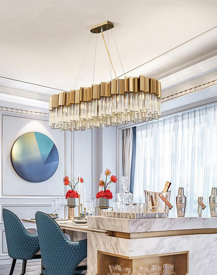 Kubica Oval Crystal Chandelier - Yami Lightings