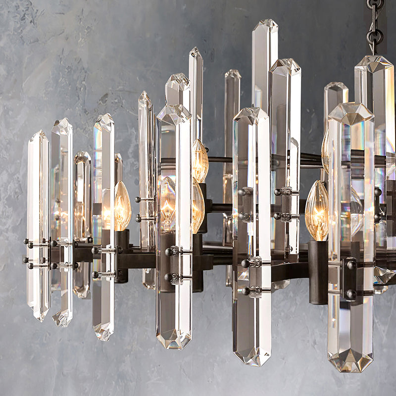 Bonnie Faceted Crystal Prisms Round Chandelier - Yami Lightings