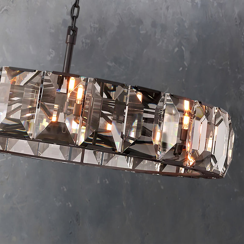 Faceted Crystal Glass Round Chandelier D60" - Yami Lightings