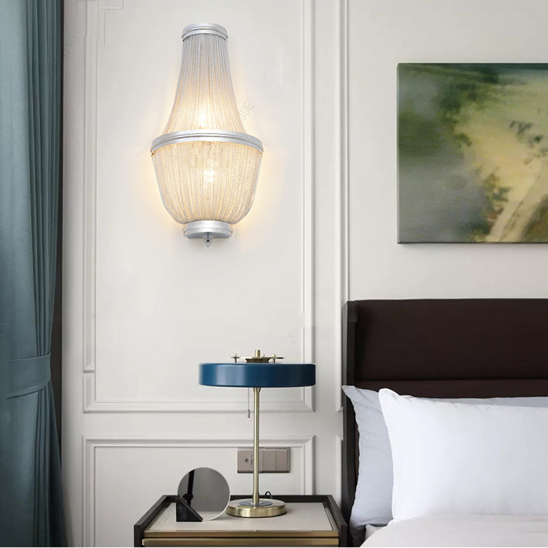 Aluminum Chain Wall Sconce In Living Room - Yami Lightings