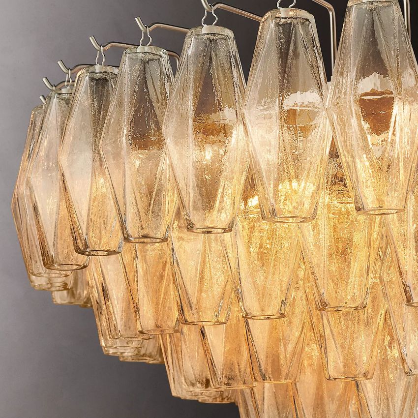 Murano Clear Glass Tiered Round Chandelier - Yami Lightings