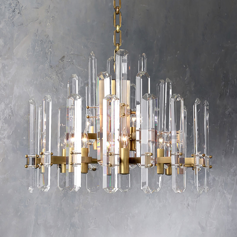 Bonnie Faceted Crystal Prisms Round Chandelier - Yami Lightings