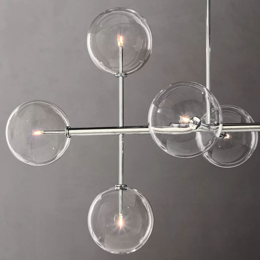 Glass Globe Moblie Linear Chandelier 72" - Yami Lightings