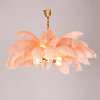 Elva Art Deco Colorized Feather Chandelier Brass Palm Tree Lamp - Yami Lightings