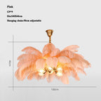 Elva Art Deco Colorized Feather Chandelier Brass Palm Tree Lamp - Yami Lightings