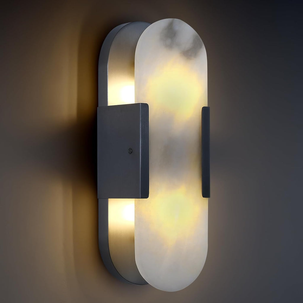 Oval Shaped Alabaster Wall Sconces 13.8" 19.7"