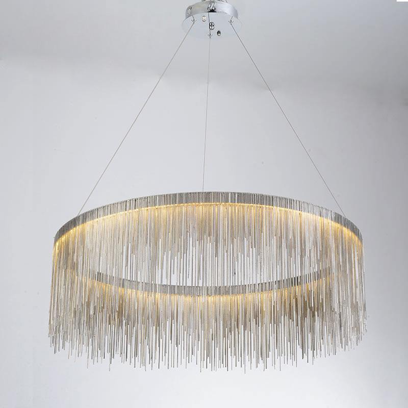Angelina Aluminum Chain Tassel Round Chandelier - Yami Lightings