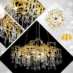 Doris Branch Gold Ring Crystal Chandelier - Yami Lightings